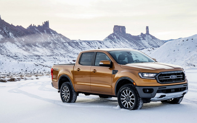 Brown truck snow mountains vehicle free wallpaper - medium preview image