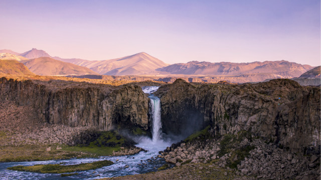 Waterfall canyon mountains river forest free wallpaper - medium preview image