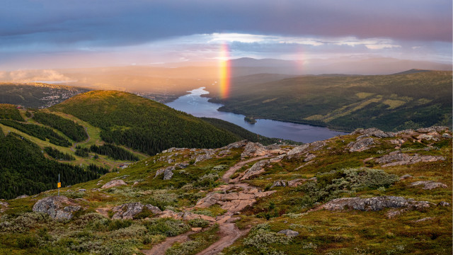 Rainbow mountain trail lake city free wallpaper - medium preview image