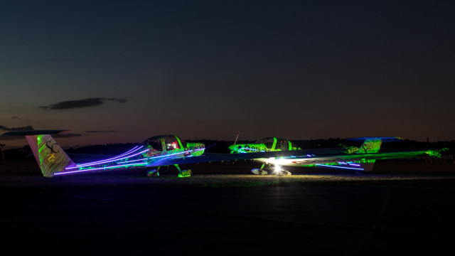Plane lights runway night city free wallpaper - medium preview image