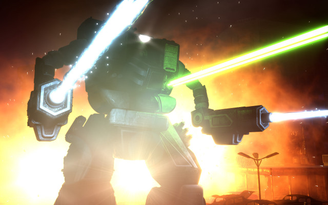 Large robot fire energy sword free wallpaper - medium preview image