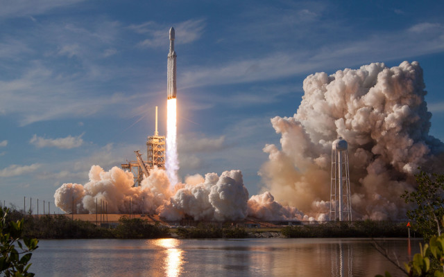 Rocket launch smoke urban sky free wallpaper - medium preview image