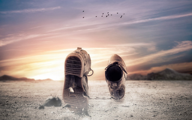 Shoes beach cloudy sky birds free wallpaper - medium preview image