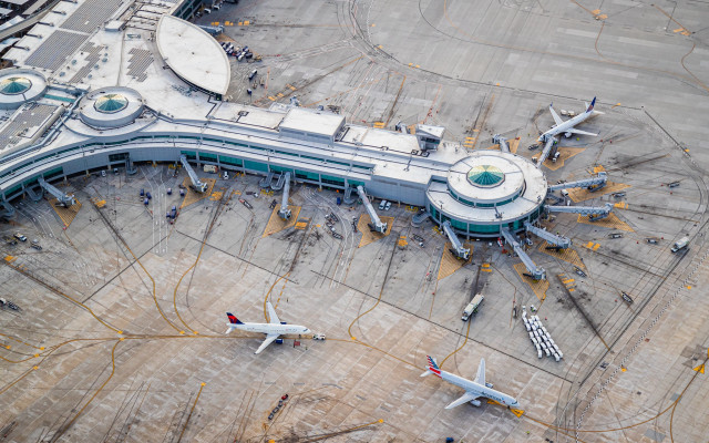 Aerial airport planes gates terminal free wallpaper - medium preview image