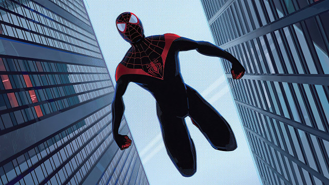 Spiderman cityscape rooftop jumping comic free wallpaper - medium preview image