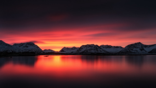Sunset mountain lake mystical colors free wallpaper - medium preview image