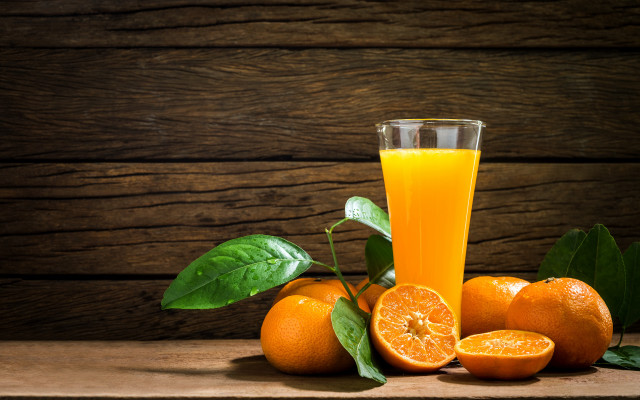 Orange juice glass oranges leaves #3 free wallpaper - medium preview image