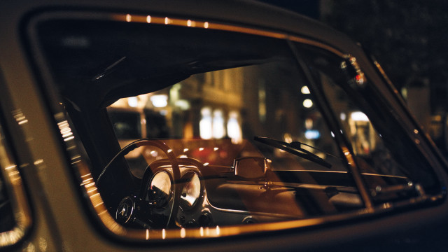 Car mirror city night ultrafine free wallpaper for desktop - medium preview image