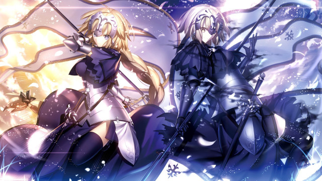 Anime characters snow stars background free wallpaper for desktop - medium preview image