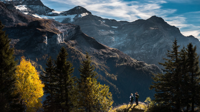 Mountain hiking waterfall forest lake free wallpaper - medium preview image