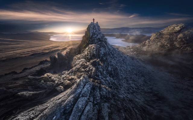 Mountain sunset fog neo romanticism free wallpaper - medium preview image