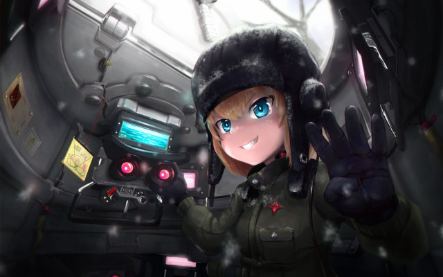 Woman uniform smiling helmet blonde free wallpaper - medium preview image
