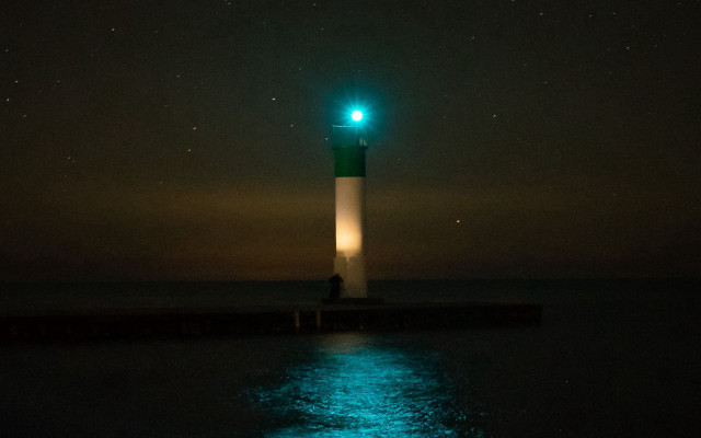 Lighthouse green light night stars #2 free wallpaper - medium preview image