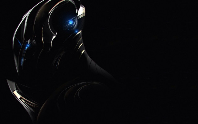 Futuristic robot glowing eyes night free wallpaper - medium preview image