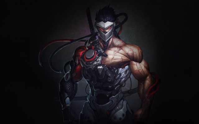 Overwatch demon chest cyberpunk male free wallpaper - medium preview image