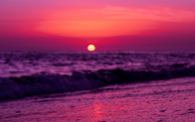 Sunset ocean surf wave beach free wallpaper - medium preview image