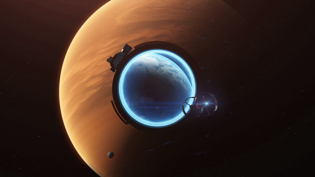 Space station blue ring aurora free wallpaper - medium preview image