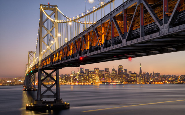 Bridge city night lights reflection #6 free wallpaper - medium preview image
