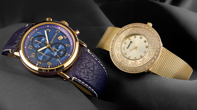 Watches black surface gold blue free wallpaper - medium preview image