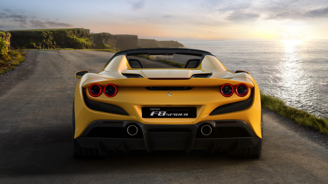 Yellow sports car ocean sunset #6 free wallpaper - medium preview image
