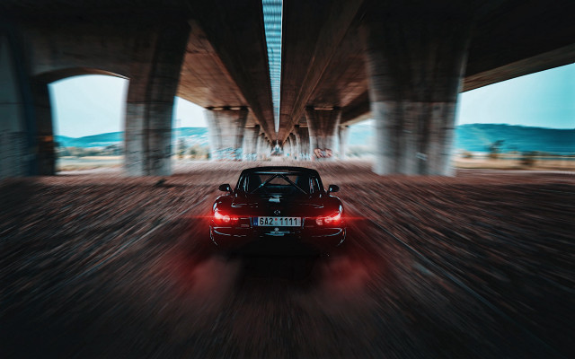 Car bridge red lights tiltshift free wallpaper - medium preview image