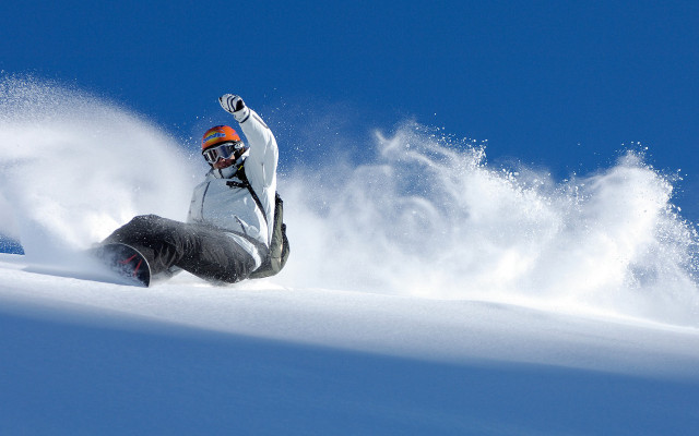 Snowboarder astronaut mountain night sky free wallpaper - medium preview image