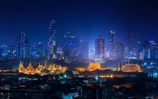 City skyline night lights aurora #3 free wallpaper - medium preview image
