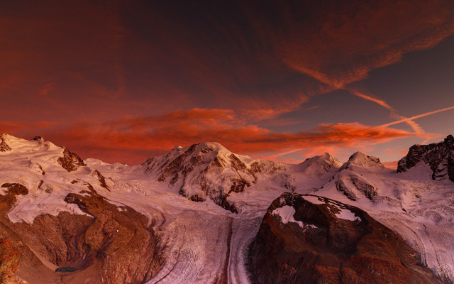 Mountain range red sky clouds #9 free wallpaper - medium preview image