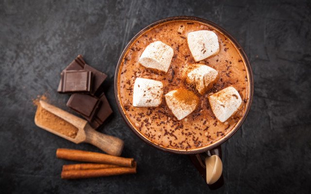 Hot chocolate marshmallows cinnamon black free wallpaper - medium preview image