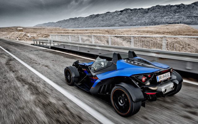 Blue motorcycle highway mountains cloudy free wallpaper - medium preview image