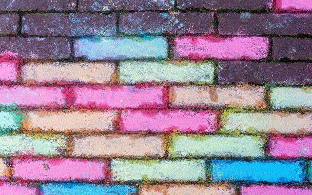Brickwall pastel stars cherryblossom pixelart free wallpaper - medium preview image