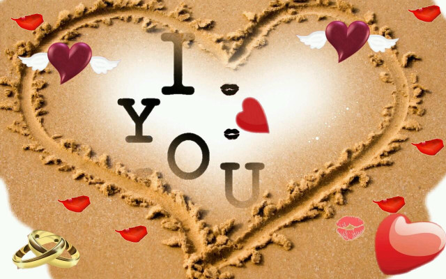 Heart sand ring love message free wallpaper - medium preview image