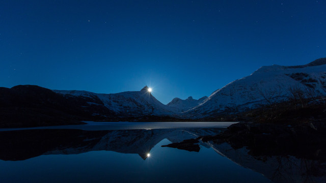 Full moon mountain lake night #6 free wallpaper - medium preview image