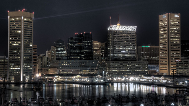City skyline night bridge boats #2 free wallpaper - medium preview image