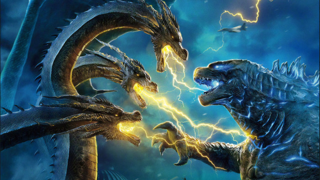 Godzilla storm fight lightning bird free wallpaper - medium preview image