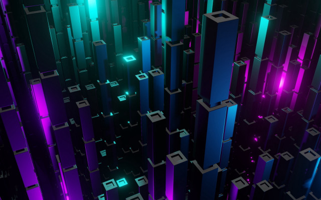 Colorful abstract purple green squares free wallpaper - medium preview image
