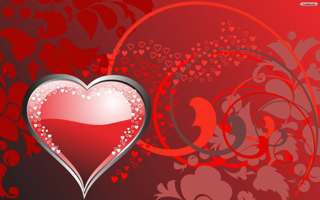 Red heart silver border background free wallpaper - medium preview image
