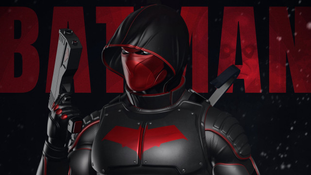 Batman red black suit weapon free wallpaper - medium preview image