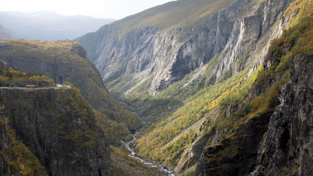 Autumn train canyon mountains river free wallpaper - medium preview image