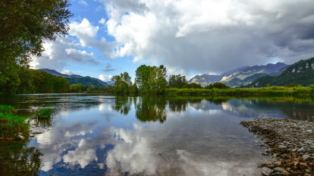 Lake mountains trees cloudy sky #14 free wallpaper - medium preview image