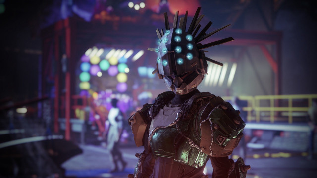 Futuristic suit headpiece neon city free wallpaper - medium preview image