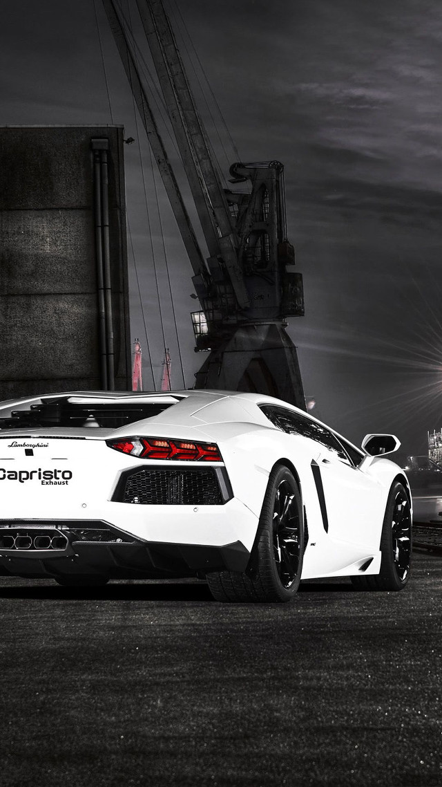 White sports car crane lift #2 free wallpaper - medium preview image