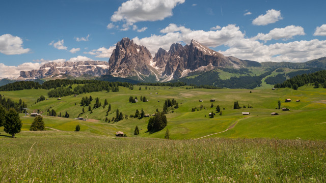 Green valley mountain range clouds free wallpaper - medium preview image