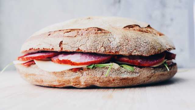 Sandwich meat cheese wooden table free wallpaper - medium preview image