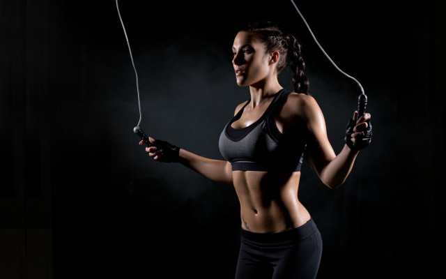 Woman scissors string black background free wallpaper - medium preview image