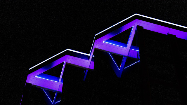 Purple chair neon city moon free wallpaper - medium preview image