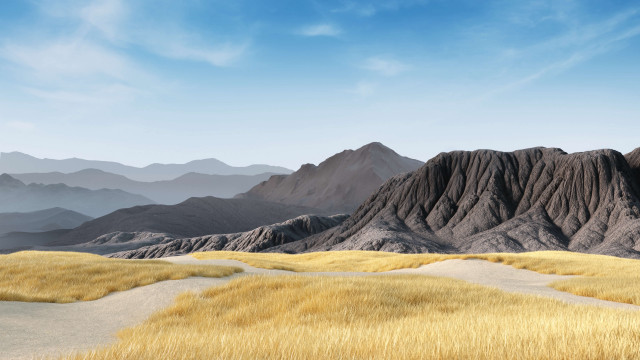 Mountain range grassy field blue #4 free wallpaper - medium preview image