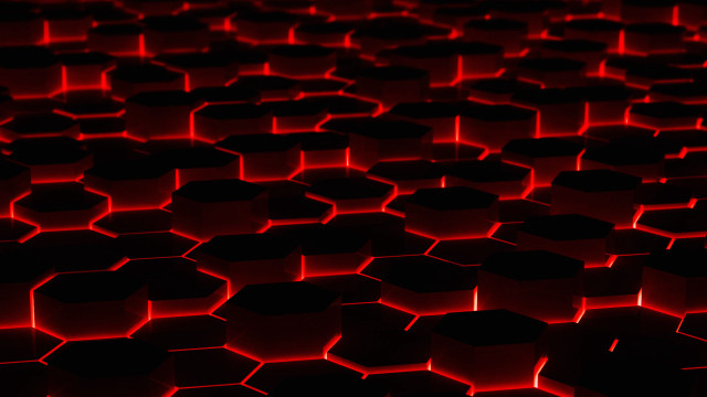 Red hexagons black redlights raytraced free wallpaper - medium preview image