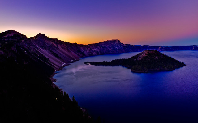 Lake mountains sunset purple blue free wallpaper - medium preview image