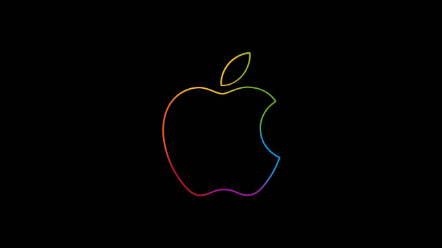 Black background rainbow apple holography free wallpaper - medium preview image